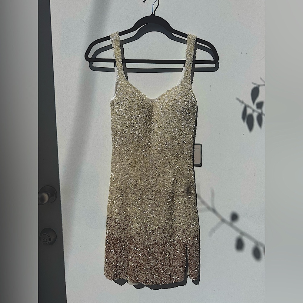 Sparkly ombré mini dress, lined supportive bust